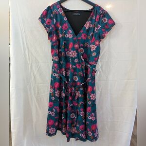 eShakti Floral Wrap Dress, Size XL
